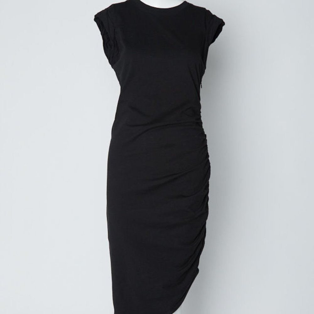 Veronica Beard Denali Dress in jersey with ruched side.